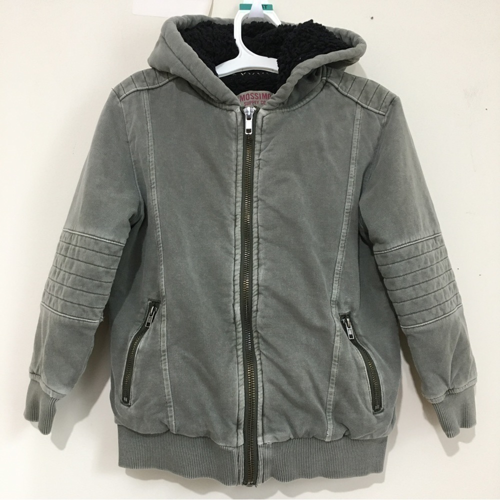 Mossimo Supply Co. little boys sage green Sherpa lined zip up hooded sweatshirt